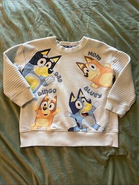 Disney Bluey Family Graphic Sweatshirt - Cream, Blue, Yellow, Orange